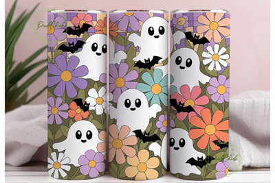 Pastel Spooky Flower Patch Tumbler Wrap Sublimation PixelChick 