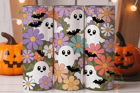 Pastel Spooky Flower Patch Tumbler Wrap Sublimation PixelChick 