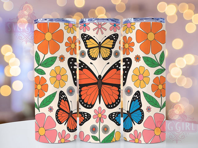 Pastel Spring Floral Butterfly Tumbler, Seamless Floral Wrap, 20oz Tumbler PNG, Butterfly Flowers Design, Sublimation Tumbler Wrap, Pastel Spring Tumbler, Nature Tumbler Sublimation Sublimation SvggirlplusArt 