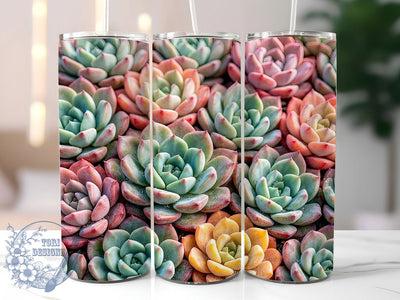 Pastel Succulent Rosettes 20oz Tumbler, Soft Cactus, Gentle Greens, Botanical Art, Desert Flora, Calm Aesthetic, Modern Nature, Sublimation Wrap Sublimation ToriDesigns 