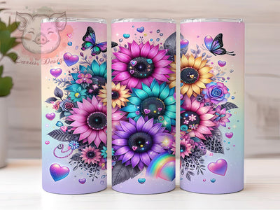 Pastel Sunflower Floral Tumbler, Girly Pastel Tumbler, Floral Wrap, 20oz Sunflower Design, Cute Floral Tumbler, Pastel Flower Wrap, Girly Floral Sublimation Sublimation Lara' s Designs 