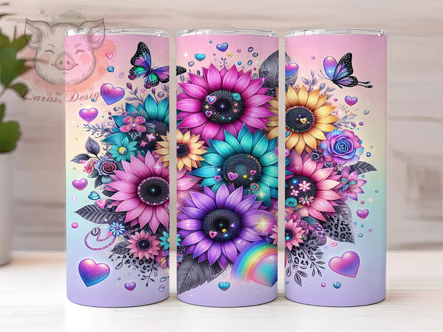 Pastel Sunflower Floral Tumbler, Girly Pastel Tumbler, Floral Wrap, 20oz Sunflower Design, Cute Floral Tumbler, Pastel Flower Wrap, Girly Floral Sublimation Sublimation Lara' s Designs 
