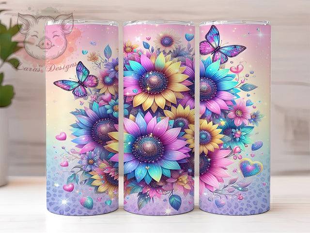 Pastel Sunflower Floral Tumbler, Girly Pastel Tumbler, Floral Wrap, 20oz Sunflower Design, Cute Floral Tumbler, Pastel Flower Wrap, Girly Floral Sublimation Sublimation Lara' s Designs 