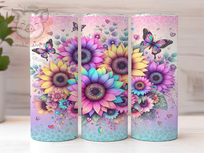 Pastel Sunflower Floral Tumbler, Girly Pastel Tumbler, Floral Wrap, 20oz Sunflower Design, Cute Floral Tumbler, Pastel Flower Wrap, Girly Floral Sublimation Sublimation Lara' s Designs 