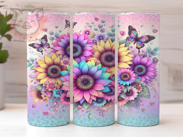 Pastel Sunflower Floral Tumbler, Girly Pastel Tumbler, Floral Wrap, 20oz Sunflower Design, Cute Floral Tumbler, Pastel Flower Wrap, Girly Floral Sublimation Sublimation Lara' s Designs 