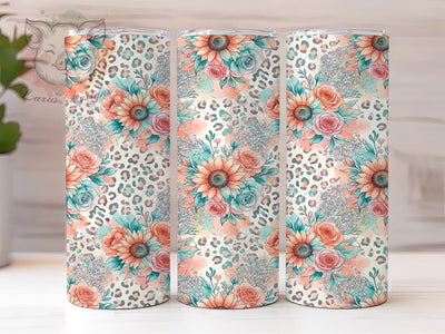 Pastel Sunflower Leopard 20oz Tumbler, Pastel Sunflower, Sunflower Leopard, Pastel Leopard, Leopard Tumbler, 20oz Tumbler, Sunflower Tumbler, Tumbler Wrap Sublimation Lara' s Designs 