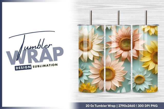 Pastel Sunflowers Arrangement On Light Blue Background Sublimation Regulrcrative 