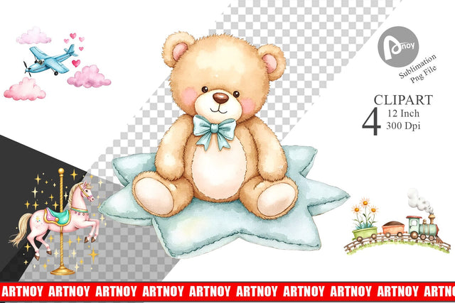 Pastel Toyland Clipart Sublimation artnoy 