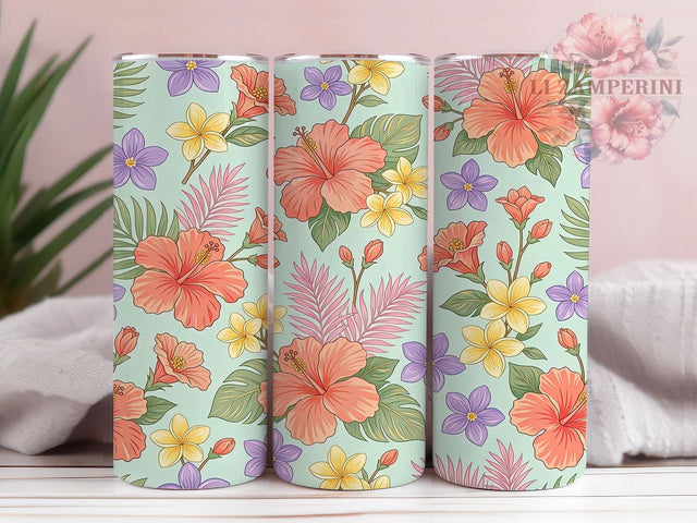 Pastel Tropical Florals 20oz Tumbler, Pastel Tropical, Tropical Florals, Floral Tumbler, 20oz Tumbler, Pastel Tumbler, Tropical Tumbler, Tumbler Wrap Sublimation Li Zamperini 