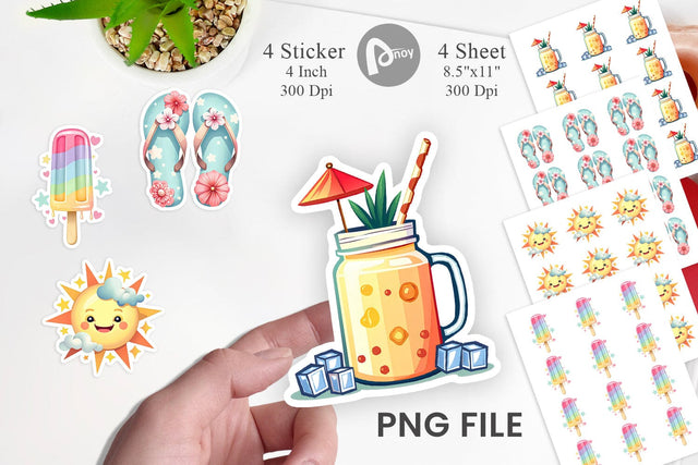 Pastel Tropical Summer Sticker Sublimation artnoy 