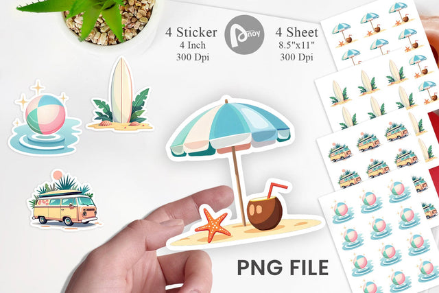 Pastel Tropical Summer Sticker Sublimation artnoy 