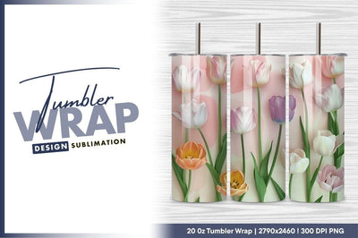 Pastel Tulip Flower Arrangement Tumbler Png Design Sublimation Regulrcrative 