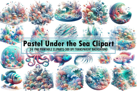 Pastel Under the Sea Clipart PNG Sublimation designartist 