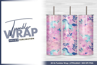 Pastel unicorns and floral seamless pattern tumbler png Sublimation Regulrcrative 