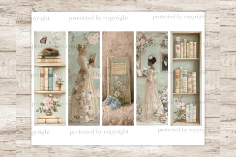 Pastel Victorian Bookmark Printable | Vintage Floral Library SVG GlamArtZhanna 