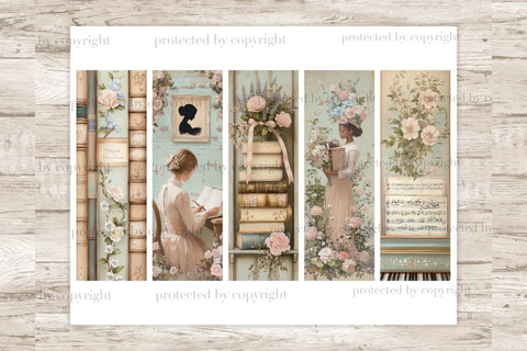 Pastel Victorian Bookmark Printable | Vintage Floral Library SVG GlamArtZhanna 