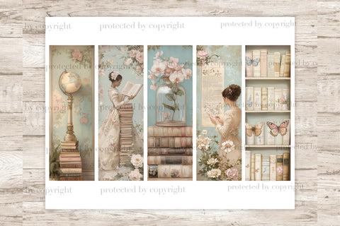 Pastel Victorian Bookmark Printable | Vintage Floral Library SVG GlamArtZhanna 