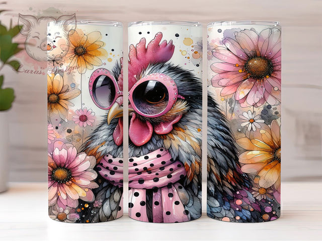 Pastel Watercolor Chicken Tumbler, Watercolor Chicken Tumbler, Pink Chicken Wrap, Artistic Easter Wrap, Stylish 20oz Wrap, Sublimation Design, Trendy Gift Idea Sublimation Lara' s Designs 