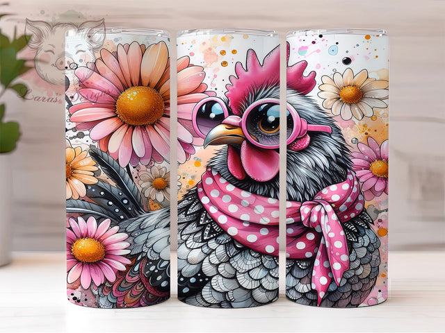 Pastel Watercolor Chicken Tumbler, Watercolor Chicken Tumbler, Pink Chicken Wrap, Artistic Easter Wrap, Stylish 20oz Wrap, Sublimation Design, Trendy Gift Idea Sublimation Lara' s Designs 
