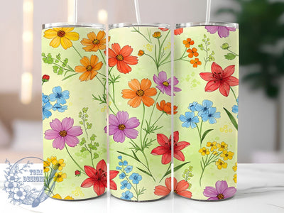 Pastel Watercolor Wildflower Spring Tumbler Wrap, Watercolor Floral Design, Wildflower Tumbler Wrap, 20oz Floral Sublimation, Pastel Flower Tumbler, Custom Spring Cup Design Sublimation ToriDesigns 