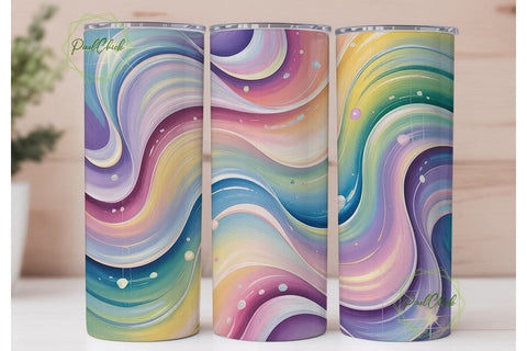 Pastel Wave Glitter 20oz Tumbler Wrap Sublimation PixelChick 