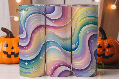 Pastel Wave Glitter 20oz Tumbler Wrap Sublimation PixelChick 