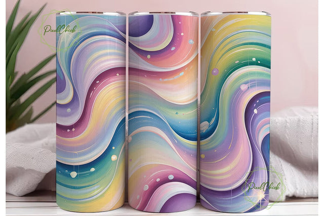 Pastel Wave Glitter 20oz Tumbler Wrap Sublimation PixelChick 