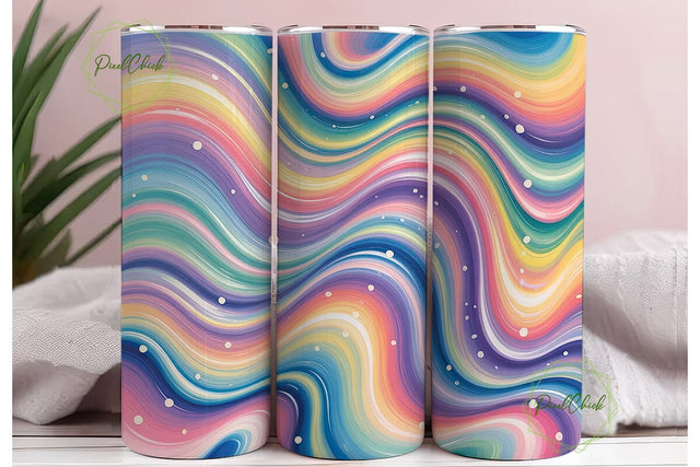 Pastel Wave Glitter 20oz Tumbler Wrap Sublimation PixelChick 