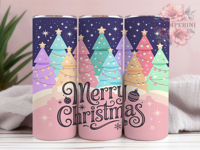 Pastel Whimsical Christmas Tumbler, Pastel Holiday Art, Christmas Tumbler, 20Oz Wrap Design, Soft Christmas Colors, Pastel Sublimation, Whimsical Holiday Design Sublimation Li Zamperini 