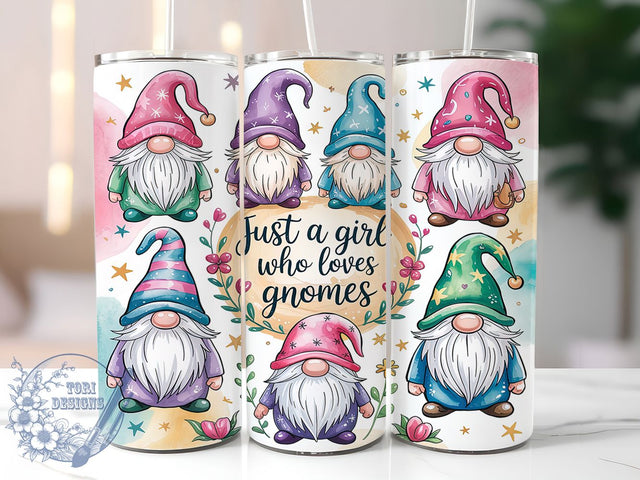 Pastel Whimsical Gnome Lover Tumbler Wrap, Pastel Gnome Design, Girl Who Loves Gnomes, 20oz Gnome Tumbler, Whimsical Gnome Art, Gnome Lover Gift, Pastel Fantasy Wrap Sublimation ToriDesigns 