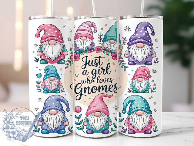 Pastel Whimsical Gnome Lover Tumbler Wrap, Pastel Gnome Design, Girl Who Loves Gnomes, 20oz Gnome Tumbler, Whimsical Gnome Art, Gnome Lover Gift, Pastel Fantasy Wrap Sublimation ToriDesigns 