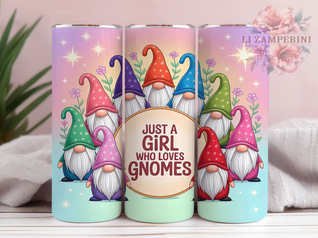 Pastel Whimsical Gnome Tumbler, Girl Who Loves Gnomes, Gnome Tumbler, 20Oz Wrap Design, Cute Gnome Art, Pastel Sublimation, Whimsical Gnome Design Sublimation Li Zamperini 