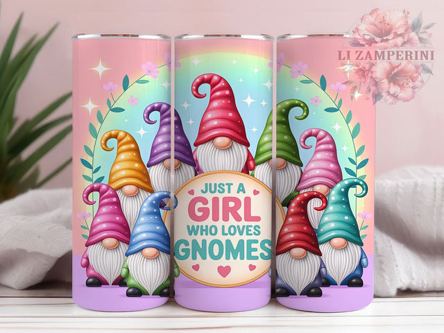 Pastel Whimsical Gnome Tumbler, Girl Who Loves Gnomes, Gnome Tumbler, 20Oz Wrap Design, Cute Gnome Art, Pastel Sublimation, Whimsical Gnome Design Sublimation Li Zamperini 