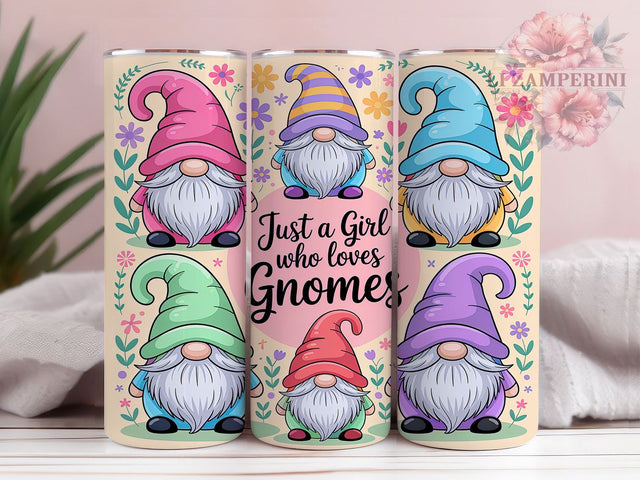 Pastel Whimsical Gnome Tumbler, Girl Who Loves Gnomes, Gnome Tumbler, 20Oz Wrap Design, Cute Gnome Art, Pastel Sublimation, Whimsical Gnome Design Sublimation Li Zamperini 