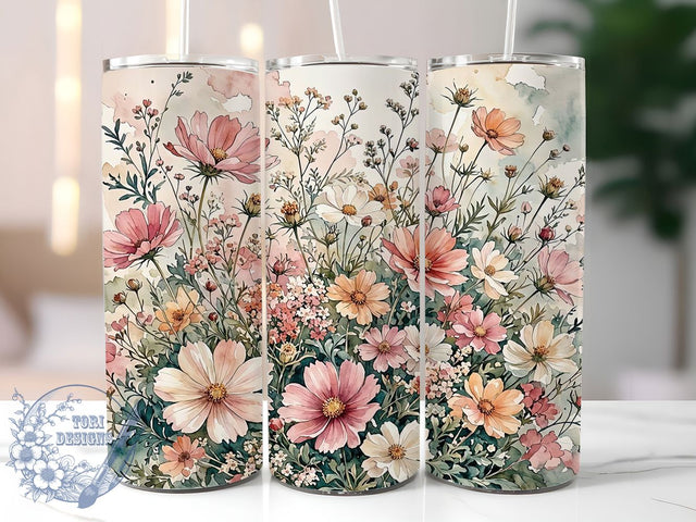 Pastel Wildflower Dream 20oz Tumbler, Wildflower Dream, Pastel Style, Floral Theme, Sublimation Wrap, 20oz Tumbler, Soft Aesthetic, Enchanted Design Sublimation ToriDesigns 
