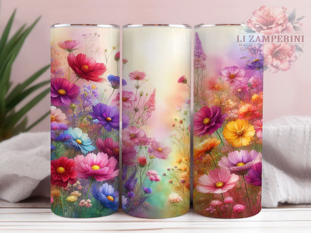 Pastel Wildflower Garden Tumbler, Garden Floral Tumbler, Stylish 20oz Wrap, Sublimation Design, Trendy Gift Idea, Rustic Pastel Wrap, Botanical Wildflower Tumbler Sublimation Li Zamperini 