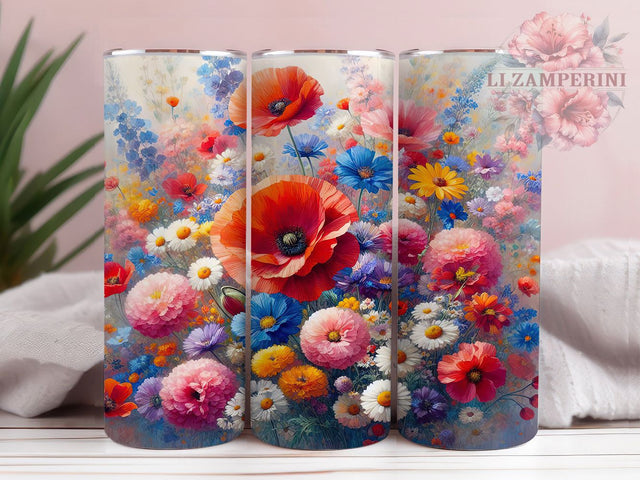 Pastel Wildflower Garden Tumbler, Garden Floral Tumbler, Stylish 20oz Wrap, Sublimation Design, Trendy Gift Idea, Rustic Pastel Wrap, Botanical Wildflower Tumbler Sublimation Li Zamperini 