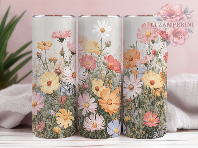 Pastel Wildflower Garden Tumbler, Pastel Flower Design, Meadow Pattern Art, Gentle Wildflower Wrap, Spring Pastel Print, Delicate Flower Pattern, Feminine Garden Design Sublimation Li Zamperini 