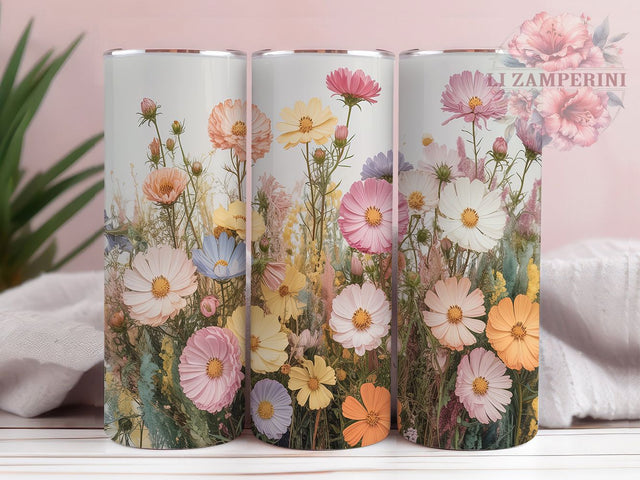 Pastel Wildflower Garden Tumbler, Pastel Flower Design, Meadow Pattern Art, Gentle Wildflower Wrap, Spring Pastel Print, Delicate Flower Pattern, Feminine Garden Design Sublimation Li Zamperini 