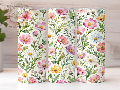 Pastel Wildflower Glow 20oz Tumbler, Pastel Theme, Wildflower Motif, Glow Effect, Floral Style, Nature Aesthetic, Skinny Tumbler, Sublimation PNG Sublimation Lara' s Designs 