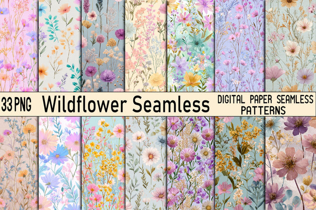 Pastel Wildflower Seamless Digital Paper Digital Pattern SVGArt 