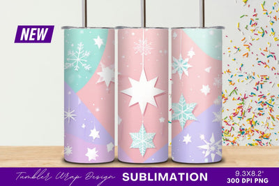 Pastel Winter Background With Stars And Snowflakes Sublimation Regulrcrative 