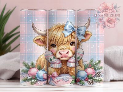 Pastel Winter Highland Cow 20oz Tumbler, Pastel Winter Highland Cow, Winter Highland Cow, Pastel Highland Cow, Highland Cow Tumbler, 20oz Tumbler, Winter Tumbler, Tumbler Wrap Sublimation Li Zamperini 