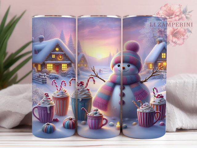 Pastel Winter Snowman Tumbler, Winter Wonderland Wrap, 20Oz Skinny Tumbler, Soft Snow Sublimation Design, Cute Frosty Tumbler, Holiday Pastel Wrap, Cozy Winter Scene Tumbler Sublimation Li Zamperini 