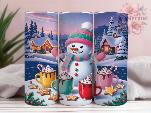 Pastel Winter Snowman Tumbler, Winter Wonderland Wrap, 20Oz Skinny Tumbler, Soft Snow Sublimation Design, Cute Frosty Tumbler, Holiday Pastel Wrap, Cozy Winter Scene Tumbler Sublimation Li Zamperini 