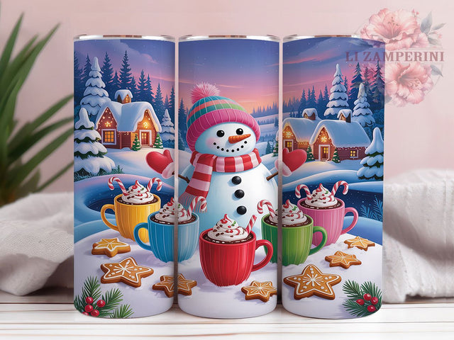 Pastel Winter Snowman Tumbler, Winter Wonderland Wrap, 20Oz Skinny Tumbler, Soft Snow Sublimation Design, Cute Frosty Tumbler, Holiday Pastel Wrap, Cozy Winter Scene Tumbler Sublimation Li Zamperini 