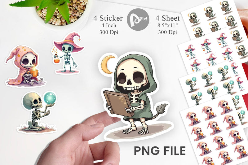 Pastel Witch Skeleton Sticker Sublimation artnoy 