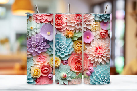 Pastel Wonderland Bouquet Tumbler Wrap, Floral PNG Sublimation FloridPrintables 