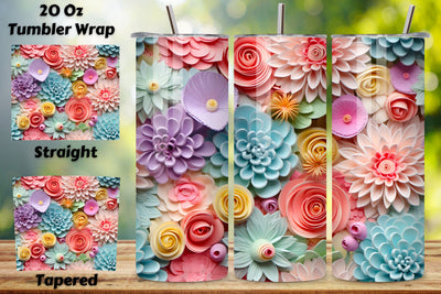 Pastel Wonderland Bouquet Tumbler Wrap, Floral PNG Sublimation FloridPrintables 