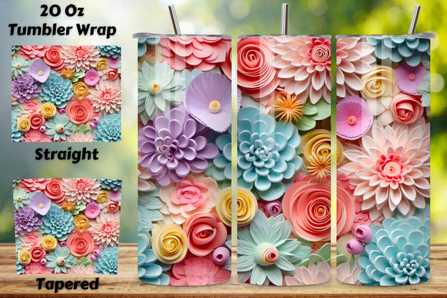 Pastel Wonderland Bouquet Tumbler Wrap, Floral PNG Sublimation FloridPrintables 